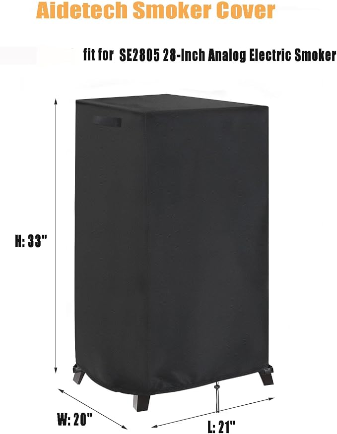 Smoker Cover for Royal-Gourme-t SE2805 28-Inch Analog Electric Smoker, Waterproof Outdoor BBQ Electric Smoker Cover - 21" L x 20" W x 33" H