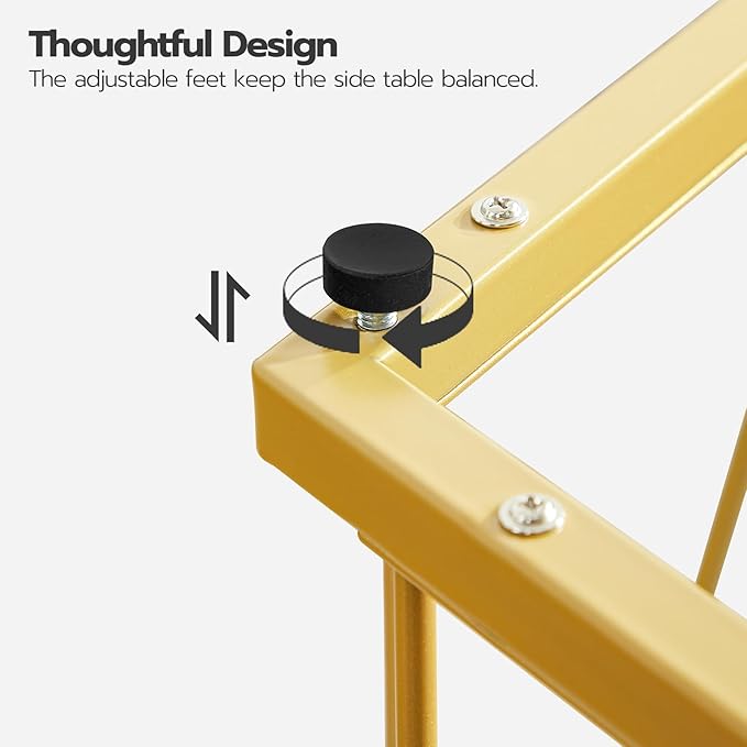 HOOBRO Small Coffee Table Set of 2, Round Coffee End Table with Metal Frame, Glass Tabletop, Gold Side Table for Living Room, Bedroom and Balcony, Modern Style, Gold GD79BZ01