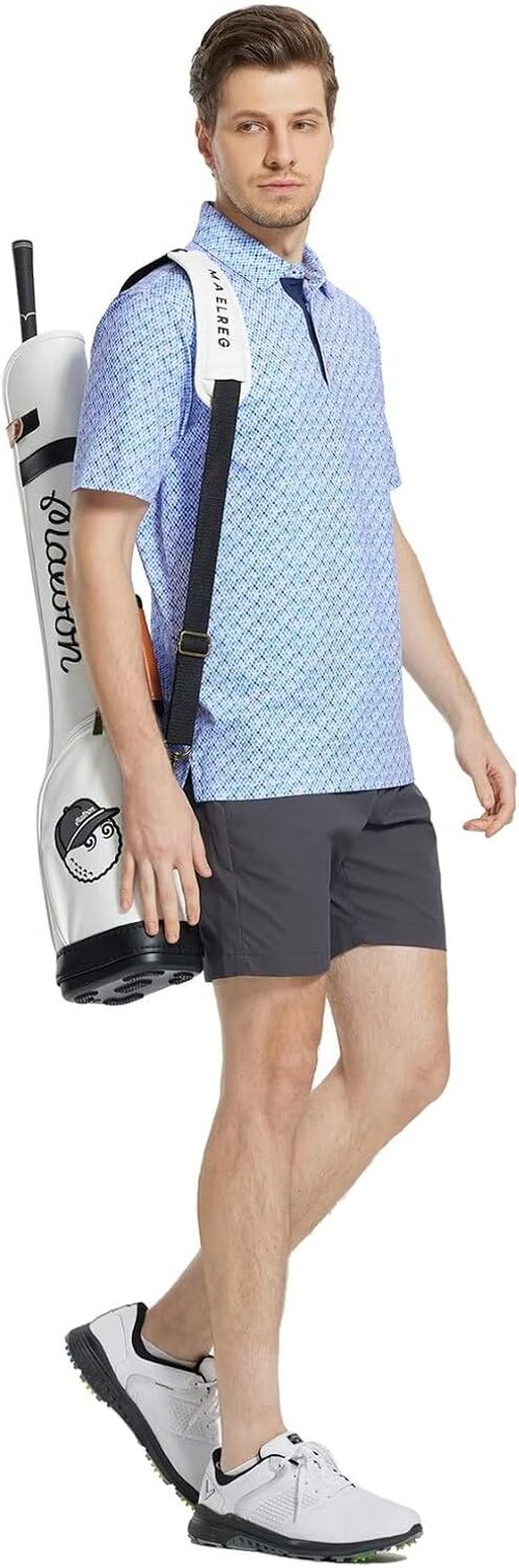 M MAELREG Men's Golf Polo Shirt - Short Sleeve, Moisture-Wicking, Performance Print Design