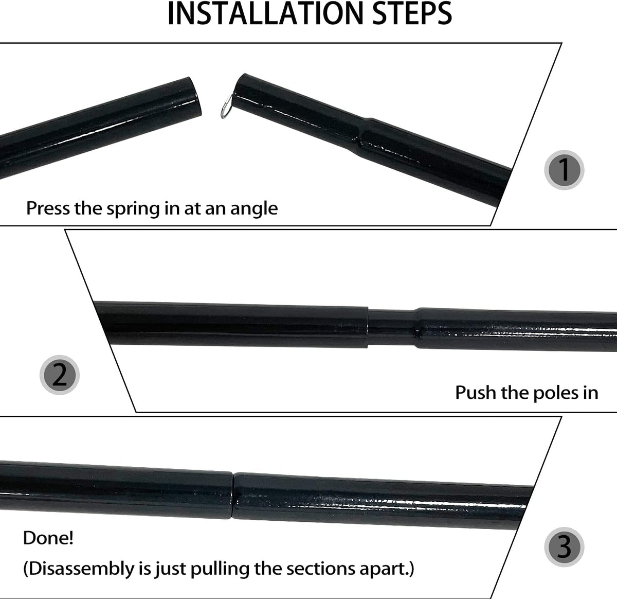 Sutekus Steel Rod Tent Pole Replacement Accessorie 2pc/Set Adjustable Bars