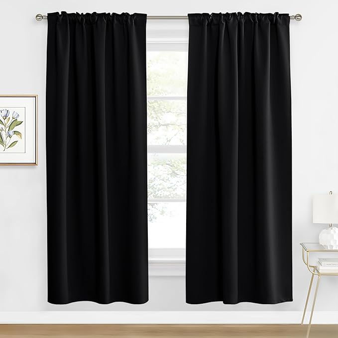 RYB HOME Blackout Curtains for Living Room, Back Tab & Rod Pocket Top