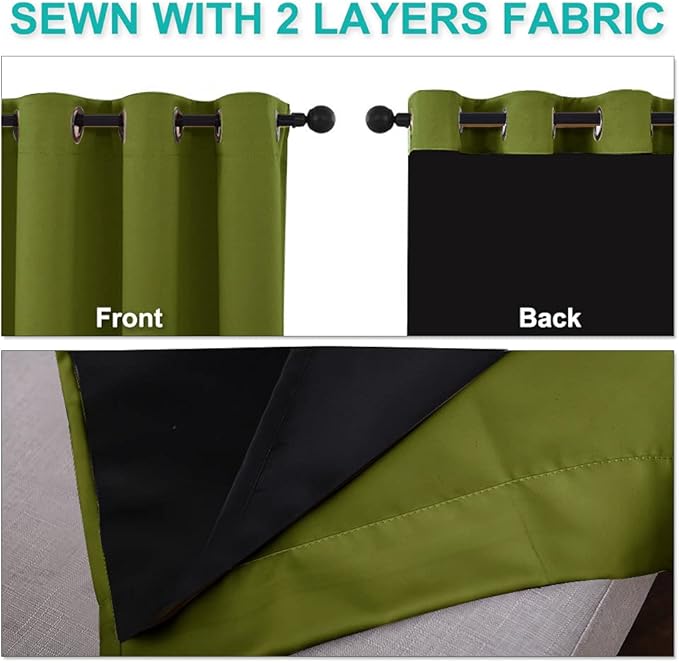 NICETOWN 100% Blackout Curtain Panels, Thermal Insulated Black Liner Curtains