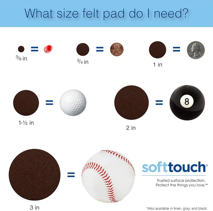 SOFTTOUCH 1 1/2" Round Heavy Duty Felt Furniture Pads for Hardwood, Beige (24 Pack)