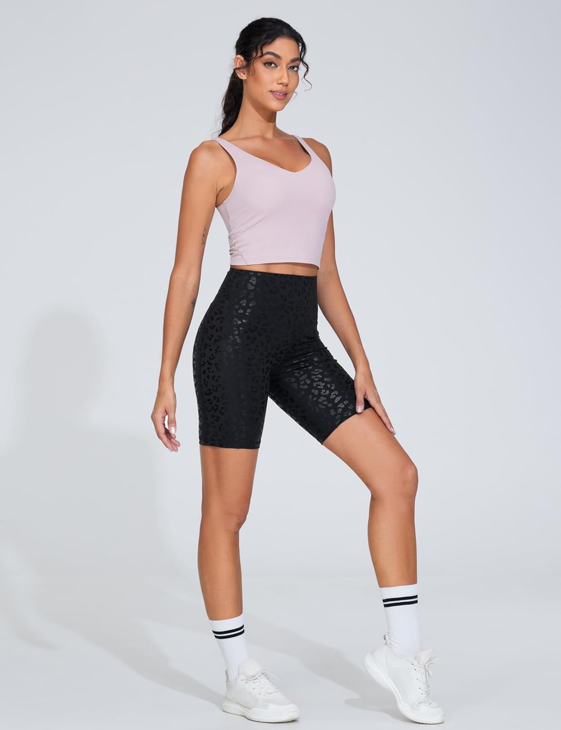 The Gym People Women's High Waist Workout Shorts - Stretchy Tummy Control | Yoga & Running with Pockets