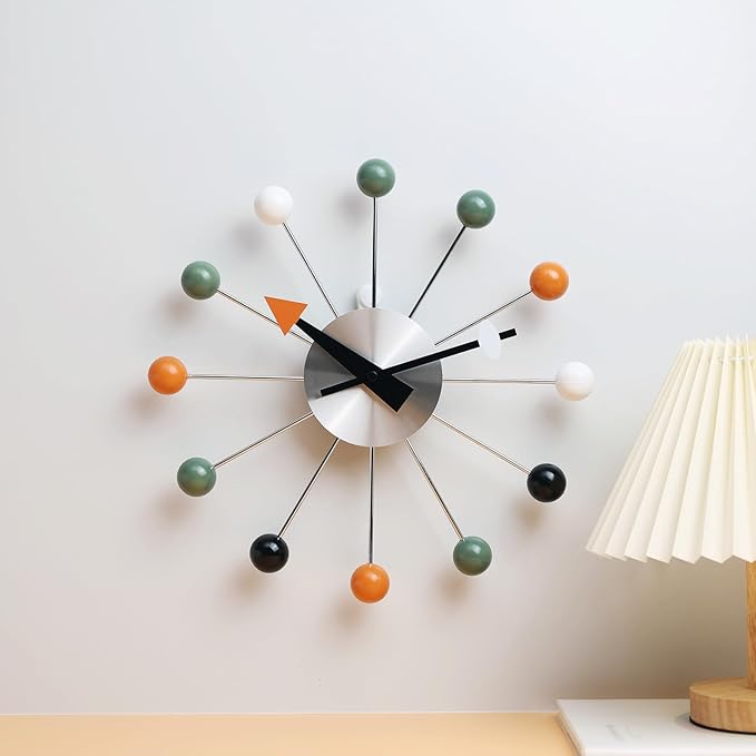 NUOVO 13 Inch Multicolor Mid Century Creative Silent Quartz Personality Funny
