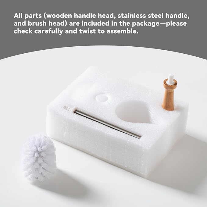 Toilet Brush Holder Set - Ceramic Silver Toilet Scrubber Brush with Duck Base, Bathroom Cleaning Brush, 7.5" Cute Toilet Brush Organizer, Home Decor& Easy Wipe Clean
