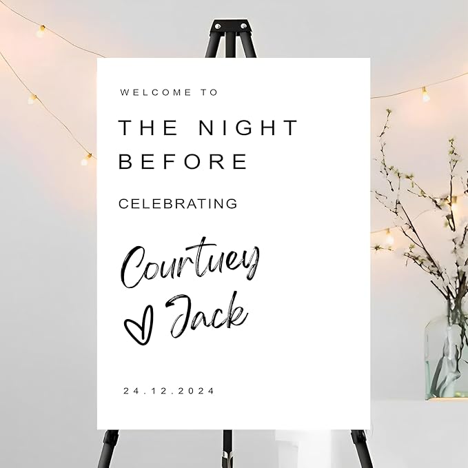 Personalized Rehearsal Dinner Welcome Sign, The Night Before Welcome Sign, Wedding Rehearsal Party Home Decor, Rehearsal Dinner Sign, Elegant Welcome Sign, Wedding Decorations Ceremony #16