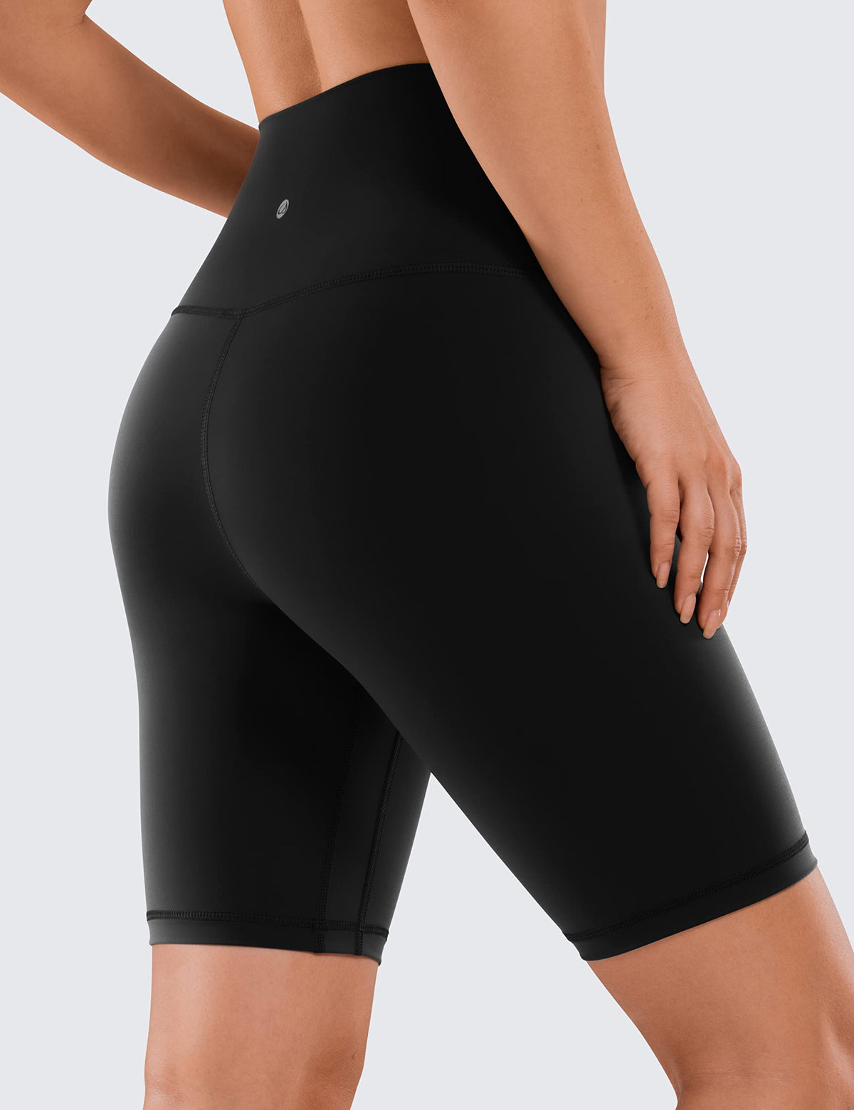 CRZ YOGA Women's Naked Feeling Biker Shorts - 8 Inches High Waisted Yoga Workout Gym Running Spandex Black Medium