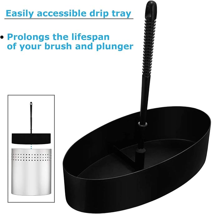 Blue Donuts Toilet Brush and Plunger Set with Holder, Modern Chrome Bathroom Accessories Toilet Plunger and Toilet Bowl Brush Combo