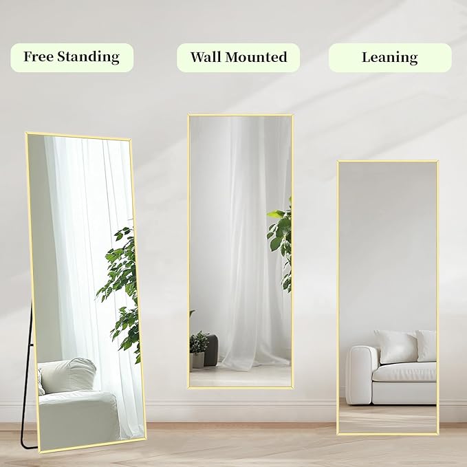 Sunniry Gold Floor Mirror 48x16 inch, Full Body Mirror
