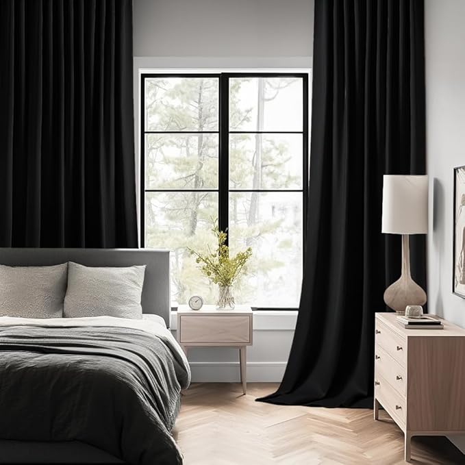 MIULEE Back Tab Blackout Curtains 102 Inch Long 2 Panels Set
