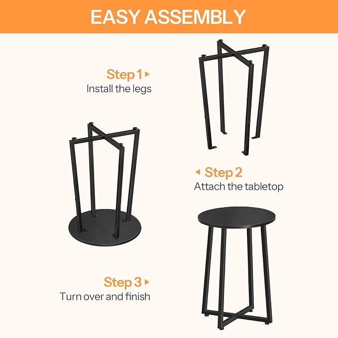 HOOBRO Side Table, Round End Accent Table with Sturdy Metal Pedestal, 15.7" Round Nightstand, for Living Room, Bedroom, Balcony, Office, Black BB95BZ01