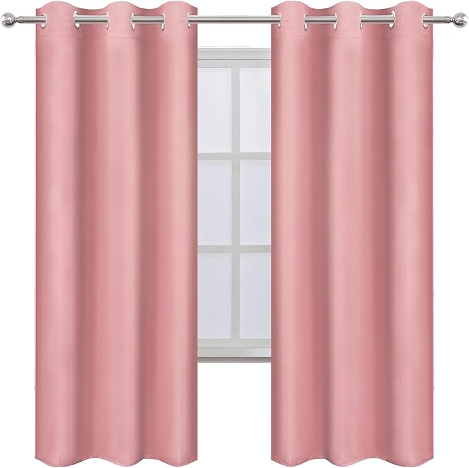 LEMOMO Pink Thermal Blackout Curtains/42 x 72 Inch/Set of 2 Panels Room