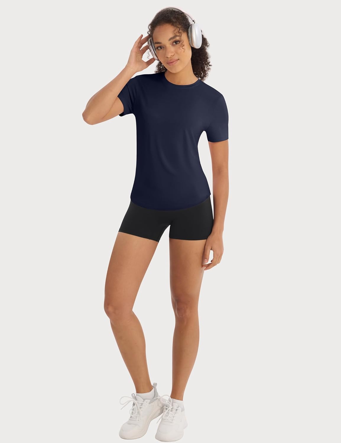 Skiennix Workout Tops for Women - Crew Neck Dry Fit Short Sleeve Athletic T-Shirts | 5 Pack for Gym & Yoga
