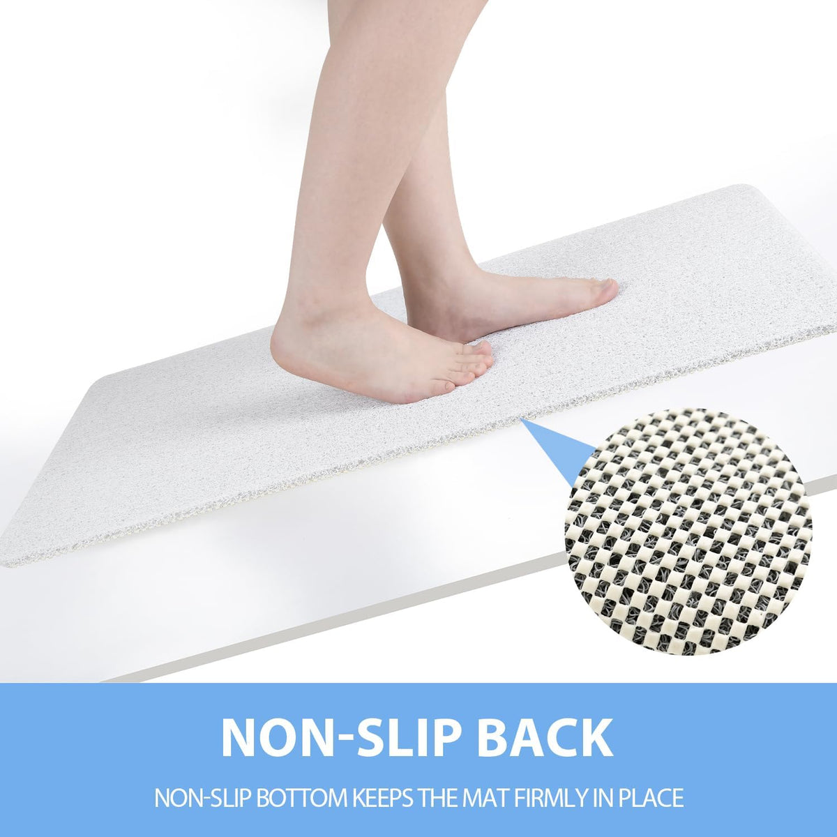 Non-Slip Bathtub Mat, Anti Slip Shower Mat, Fast Drying Bathtub Mats, Foot Scrubber Mat, Anti Slip Mat for Tub, Floor, Bathroom, Kitchen, Home, Hotel (White 24"×24")
