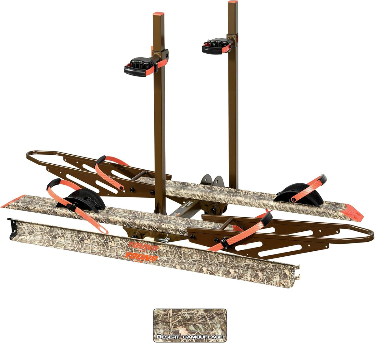 Young Bike Rack - Hitch Mount Bicycle Rack for 2 E-Bikes | 200lbs Capacity, Foldable, Anti-Wobble, Camo