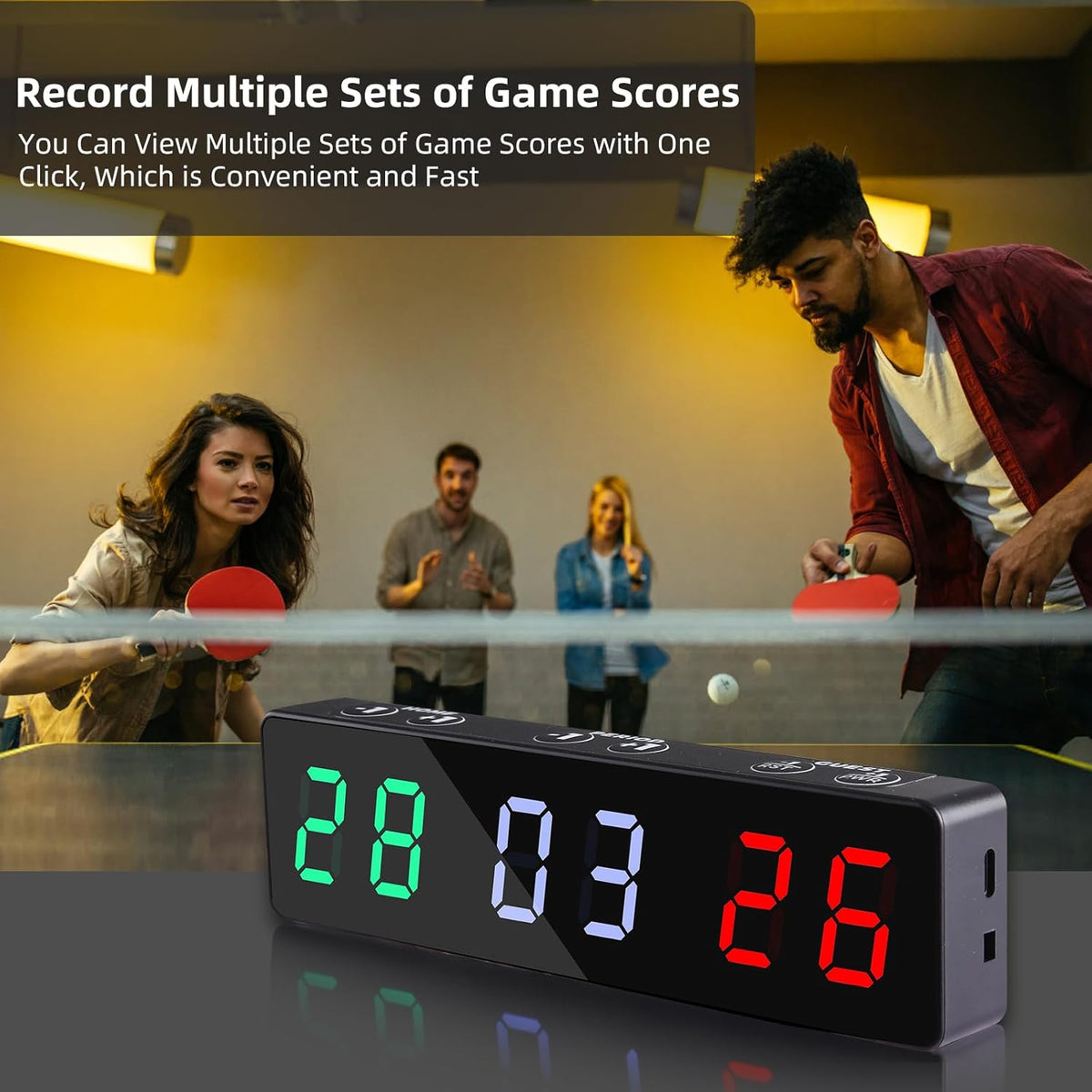PELLOR Mini Digital Scoreboard - Portable Magnetic Design with Rechargeable Battery for Indoor & Outdoor Games