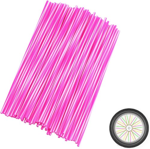 72Pcs Universal Spoke Skins Cover - Ovelur Wheel Spoke Wraps Skins Pipe Trim Decoration Protector For Motorcycle Dirt Bike Yamaha Harley Suzuki(Pink)