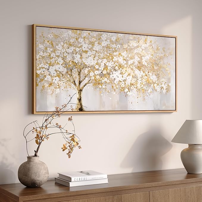 Large Framed Gold Tree Wall Art