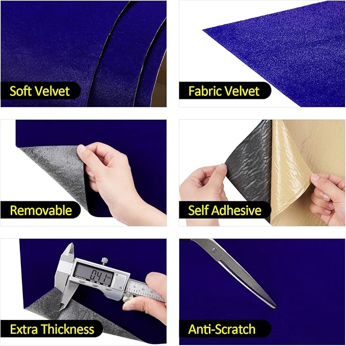FunStick 15.8"x240" Dark Blue Self Adhesive Velvet Flock Contact Paper Liner