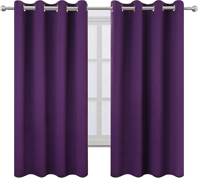 LEMOMO Purple Blackout Curtains 66 x 63 Inch Length/Set of 2 Curtain