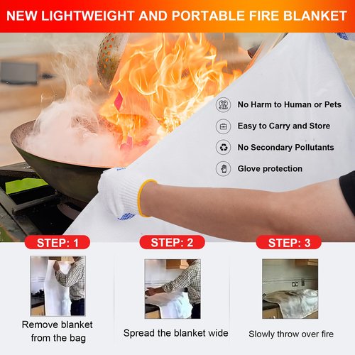 FezsbaX Emergency Fire Blankets,Fire Safety Blanket for Kitchen Home, Fire Supression Blanket Good for School Safety, Fireplace, and Camping,Hurricane Preparedness Items (8, Pack 40x40 inches)