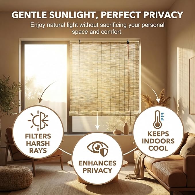 Bamboo Blinds for Interior Windows, Custom Bamboo Shades for Indoor Windows