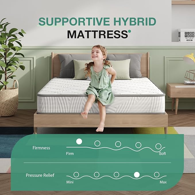 Novilla Twin Size Mattress, 8 Inch Twin Mattress Hybrid for Back Pain Relief & Support, Bed Mattresses in a Box with Comfortable & Durable Support, Certipur-Us Certified