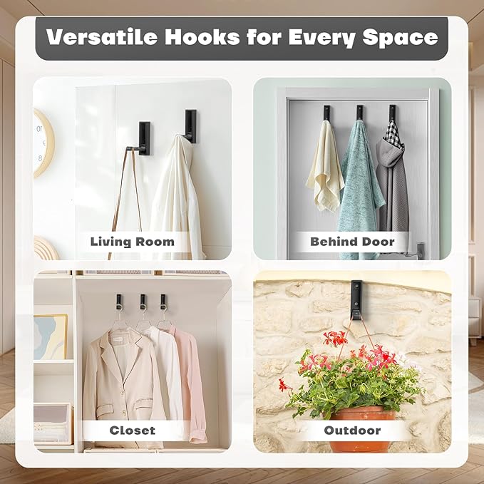 Folding Wall Hooks, Heavy Duty Zinc Alloy No Rust Fold Up Hooks