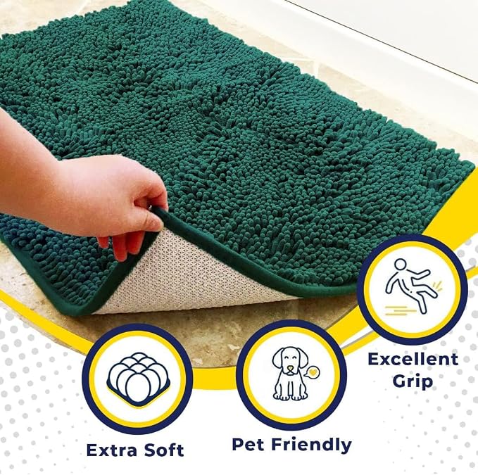 Muddy Mat® | Super Water Absorbent Door Mat Indoor, Microfiber Quick Dry Chenille Entryway Rug, Slip Resistant Front Door Mat, Indoor Mats for Entryway, Machine Washable Pet Rug, Slate Blue 48" x 72"