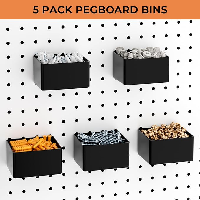 INCLY 120PCS Pegboard Accessories Organizer Kit, Peg Board Hooks Assortment with Bins for Organizing Various Tools, Fit 1/8 or 1/4 inch Pegboard for Hanging Storage, Garage Wall Attachments