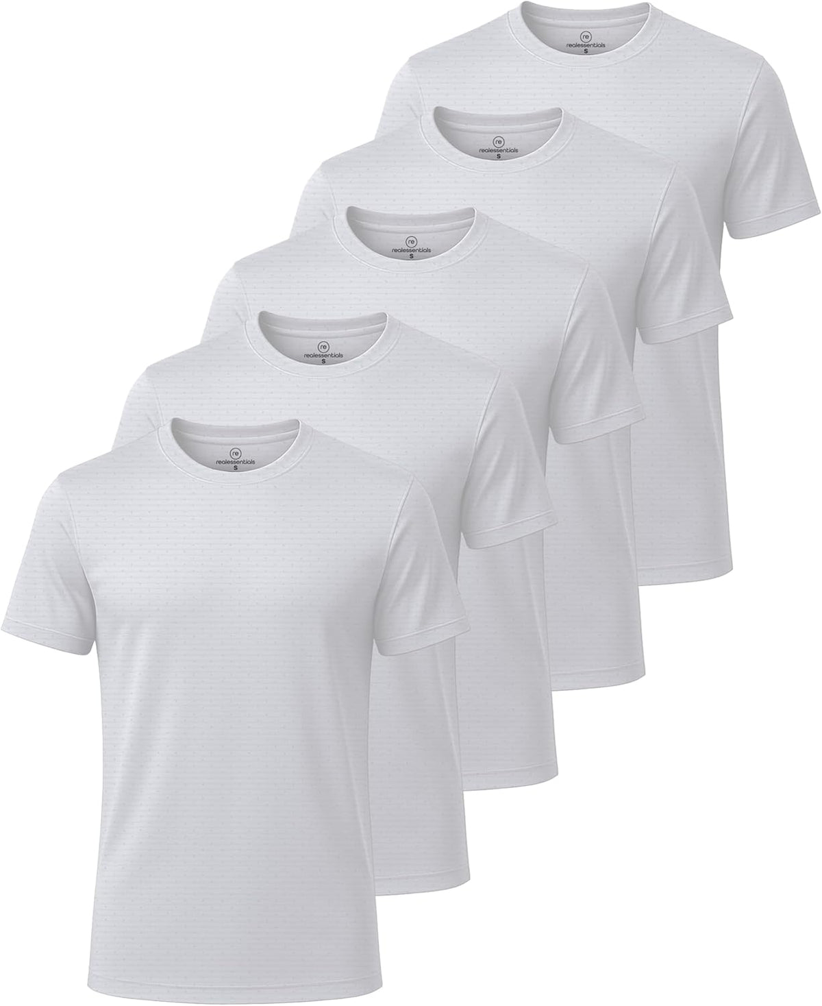 Real Essentials Men's Breeze Tech Crew Neck Workout T-Shirts - 5 Pack, Moisture-Wicking Athletic Shirts (Big & Tall)