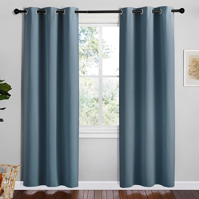 NICETOWN Smoky Blue Blackout Curtains 78 inches Length