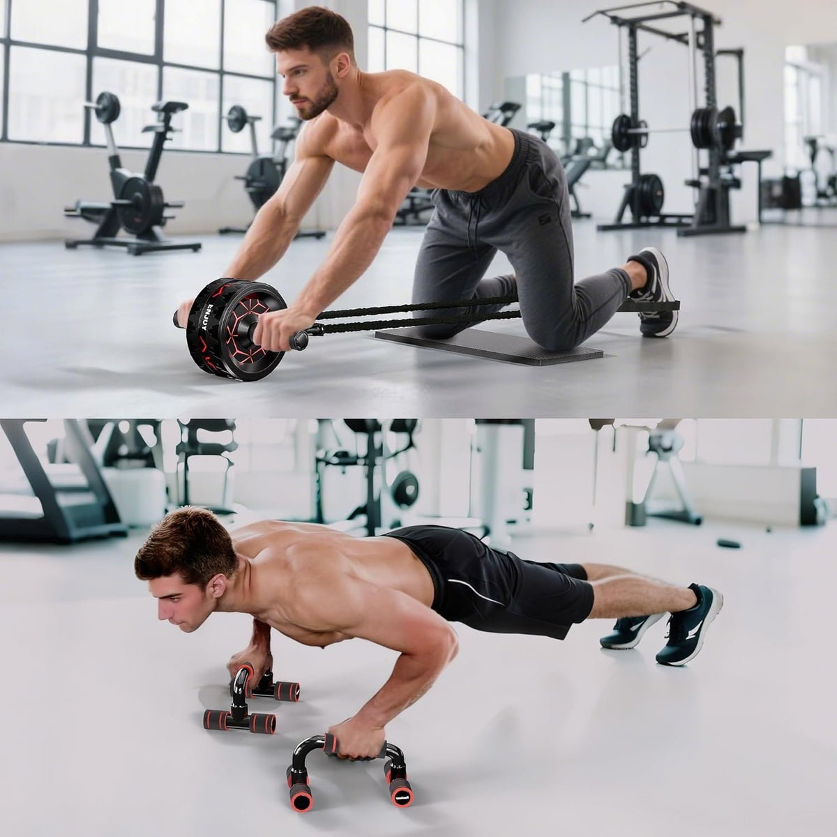 Readaeer Ab Roller Wheel Kit - Complete Ab Workout Set with Resistance Bands & Knee Mat