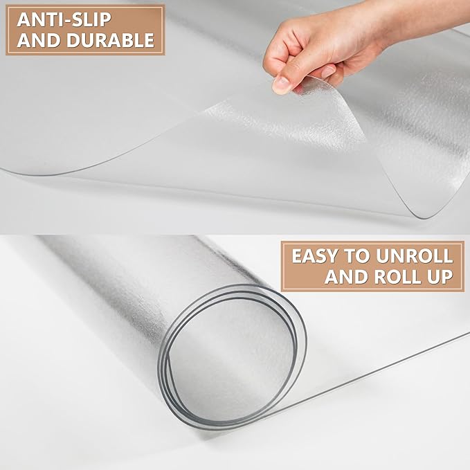 Large Office Chair Mat for Hardwood Floor- 48'' x 60'' Clear Chair Mat for Hard Wood/Tile Floors, Easy Glide Plastic Floor Protector Mat for Office Chairs on Hardwood for Work & Home