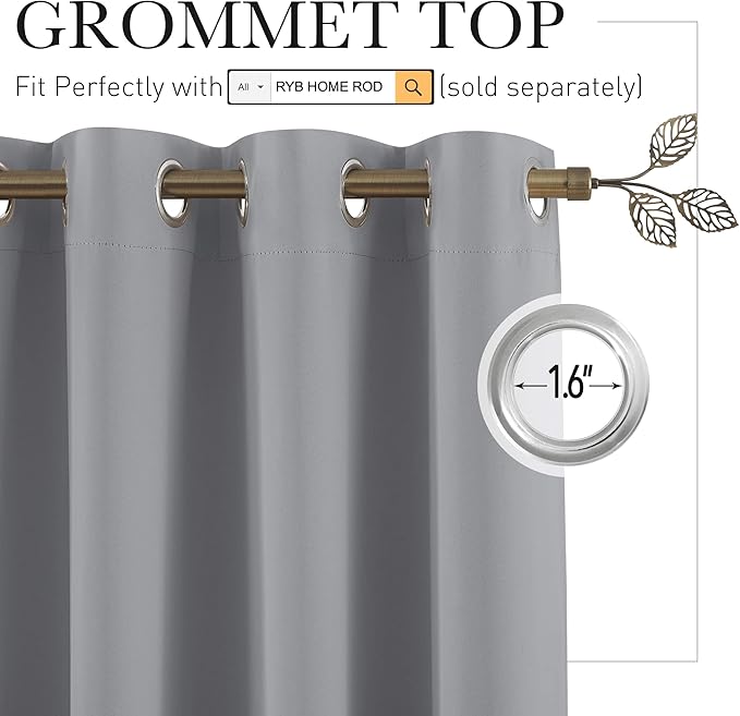 RYB HOME Portable Room Divider Curtains Energy Saving Noise Reducing Drapes