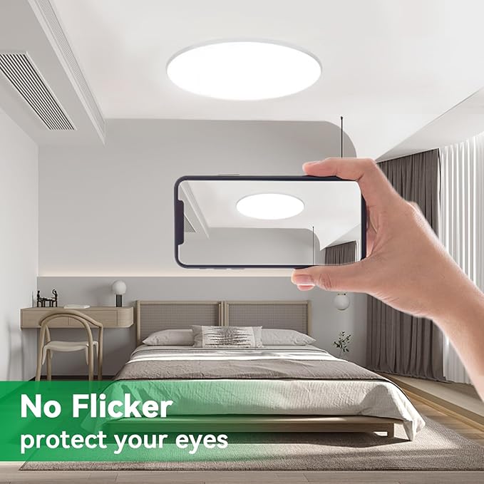 Upgraded 24 Inch Flush Mount Ceiling Light, 56W 5600 lm Ceiling Light Fixture with 3 CCT Selectable 3000K/4000K/ 6500K, Slim Round Surface Mount LED Light Fixture for Kitchen Bedroom Dining Hallway