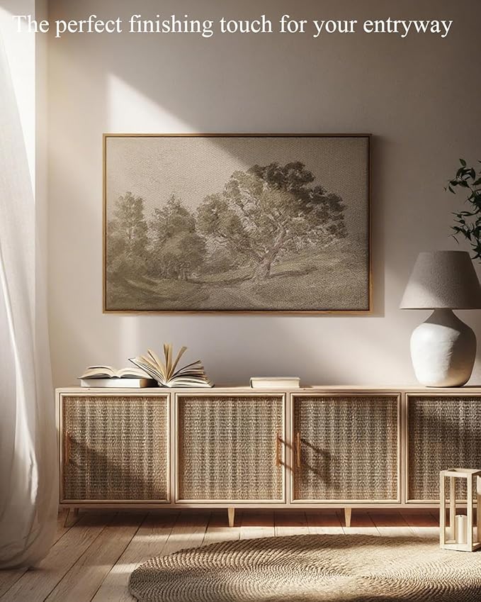 InSimSea Framed Canvas Prints Vintage Decor, Rustic Antique Classic Forest Landscape Paintings Wall Art, Large Countryside Farmhouse Hanging Wall Decor for Living Room Bedroom Study, 24x36inch