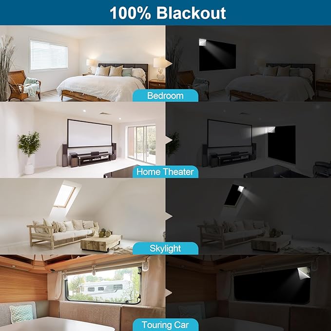 100% Blackout Curtains for Bedroom, Portable DIY Window Blinds, No Drill Window