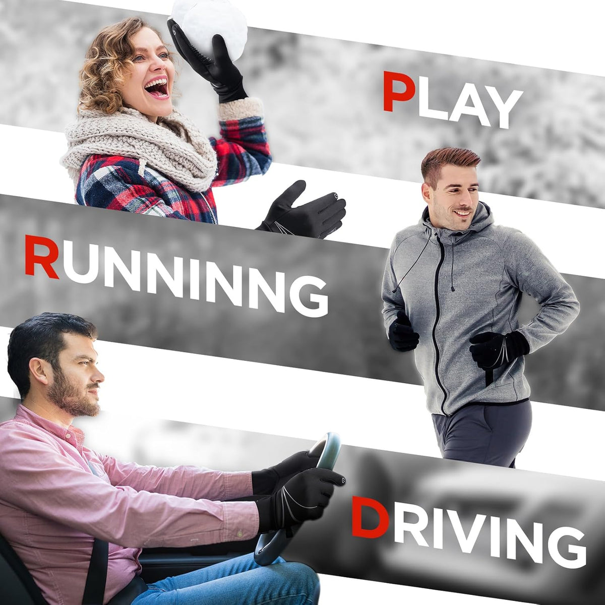 RUIXUE Winter Gloves - Warm Thermal Touchscreen, Windproof & Non-Slip Design for Men & Women