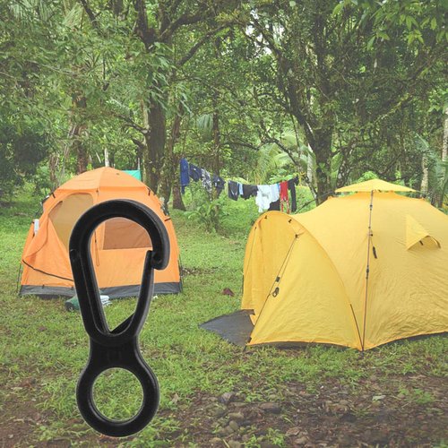 10pcs Black Plastic Snap Clip Carabiner Buckles, Multifunction Outdoor Tent Hooks for Camping, Heavy Duty,Lights Hanging,Accessory and Keychain Carabiners,Sports and Outdoors
