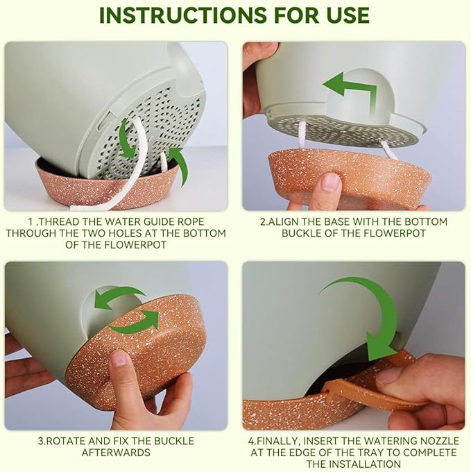 8/9/10 Inch Large Self Watering Pots, Plastic Flower Pots with Multi Mesh Drainage Holes and Water Level Indicator & Deep Reservoir for Indoor Outdoor Garden Plants and Flowers (Green)
