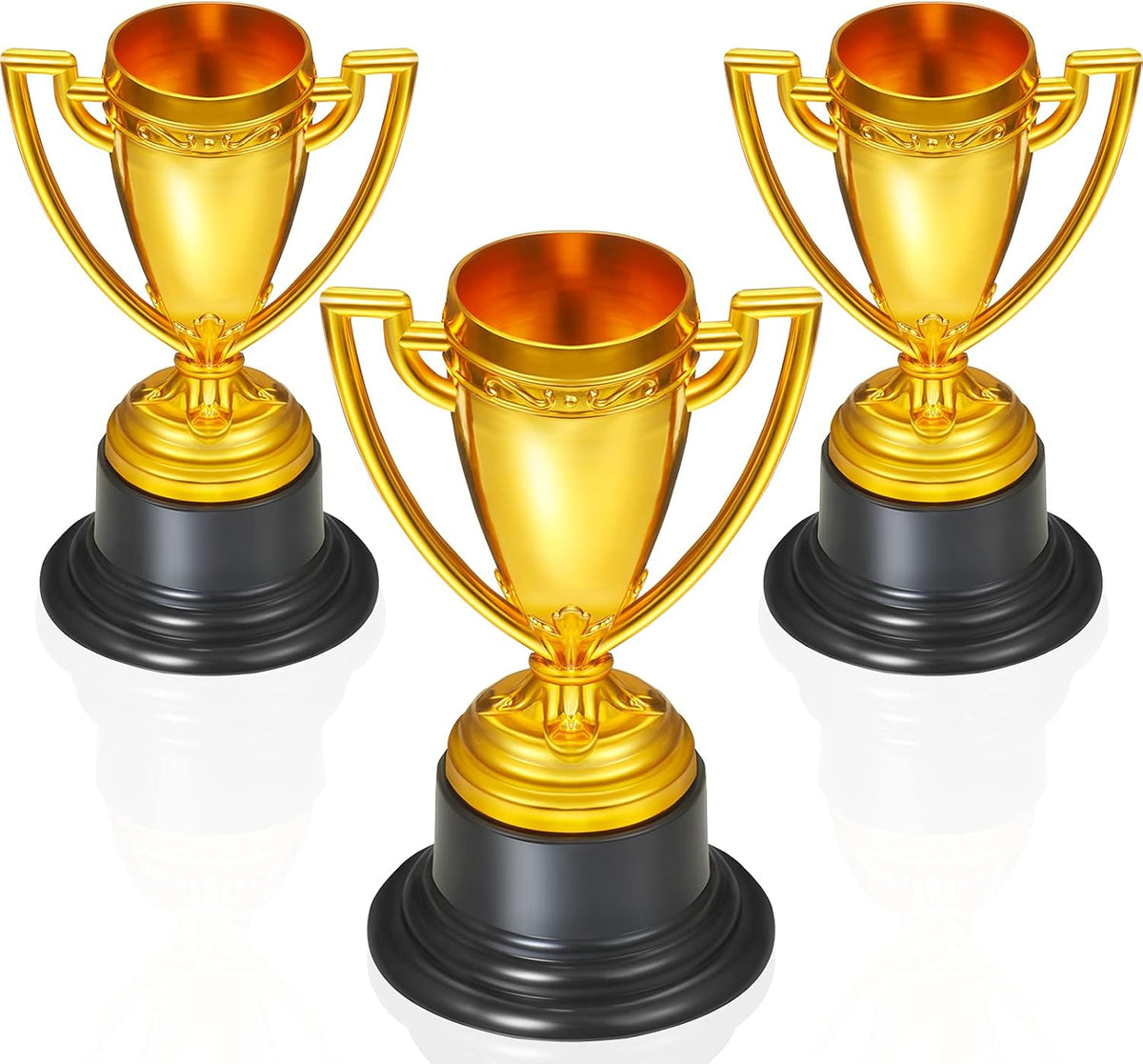 Skylety Mini Trophy Cups - 3 Pcs Gold Plastic Awards for Kids & Adults | Perfect for Sports Ceremonies