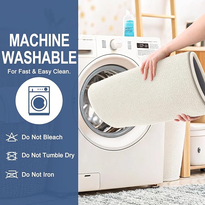 OLANLY Thick Memory Foam Bath Mat Rug 59x20, Extra Soft Absorbent Bathroom Rug, Quick Dry Bath Mats, Non-Slip, Machine Washable Carpet for Bathroom, Tub and Shower, Home Decor Accessories, Ivory