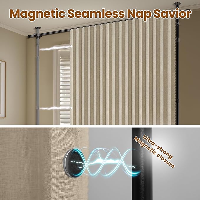 100% Blackout Room Divider Curtains Sets Beige W100 x L96 in, 2 Panels Curtain