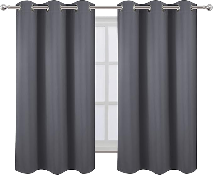 LEMOMO Grey Blackout Curtains for Bedroom Room Darkening Curtains/38 x 54 Inch