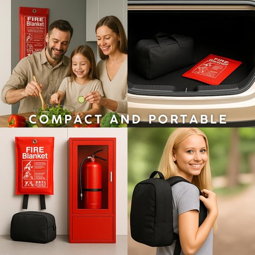 AMBAS Emergency Fire Blanket - Durable, Compact, and Easy-to-Use Fire Suppression Blanket for Home, Kitchen, and Camping - Heat Resistant and Safety Certified