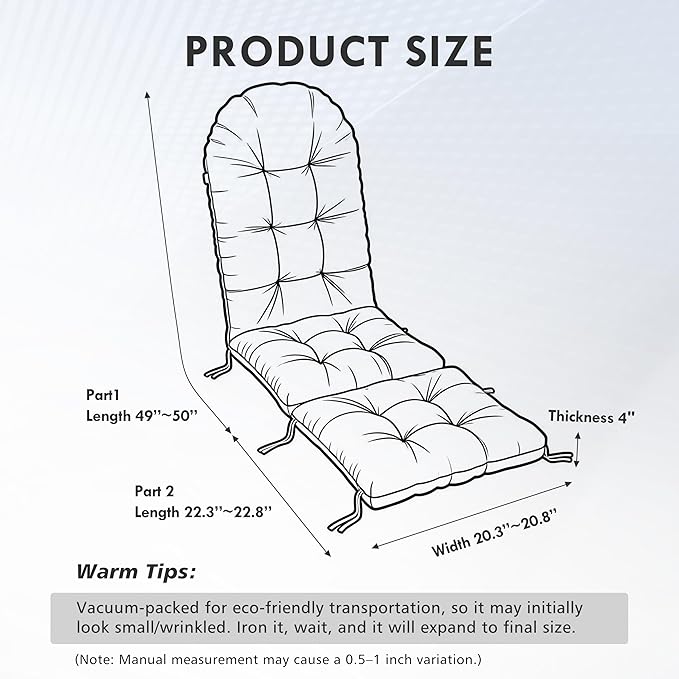 Adirondack Chair Cushion with Ottoman, Folding Adjustable Adirondack Seat Cushions, Waterproof Adirondack Patio Chair Pads for Garden, Deck, or Poolside, Large-Gray-1