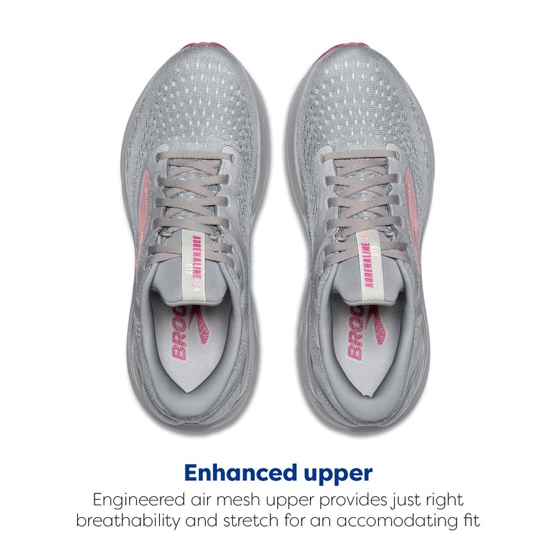 Brooks Women’s Adrenaline GTS 24 Supportive Running Shoe - Alloy/White/Zephyr - 8 Medium