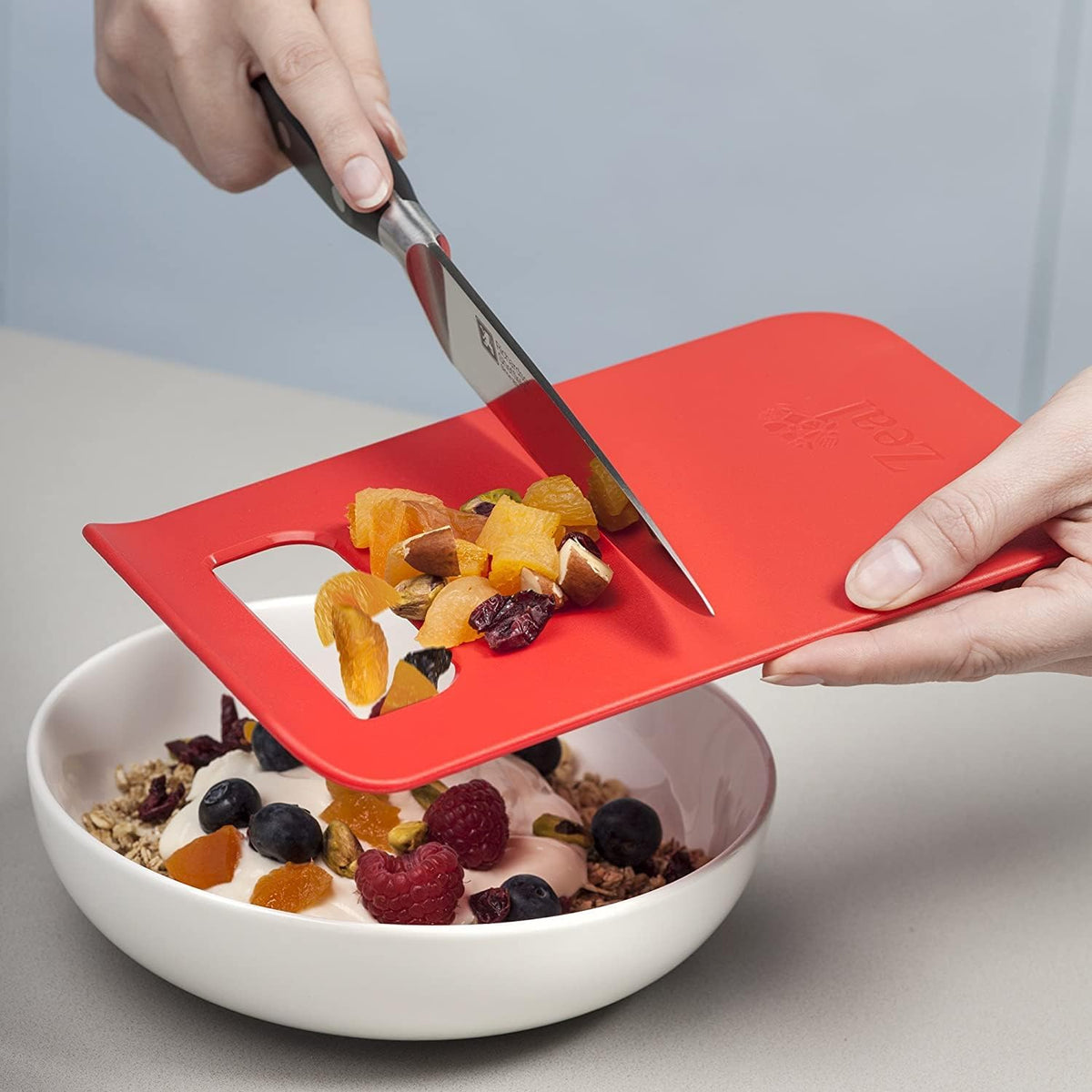 Zeal Red Cutting Board - 22x15 cm Straight to Pan Chopping Board for Easy Food Prep